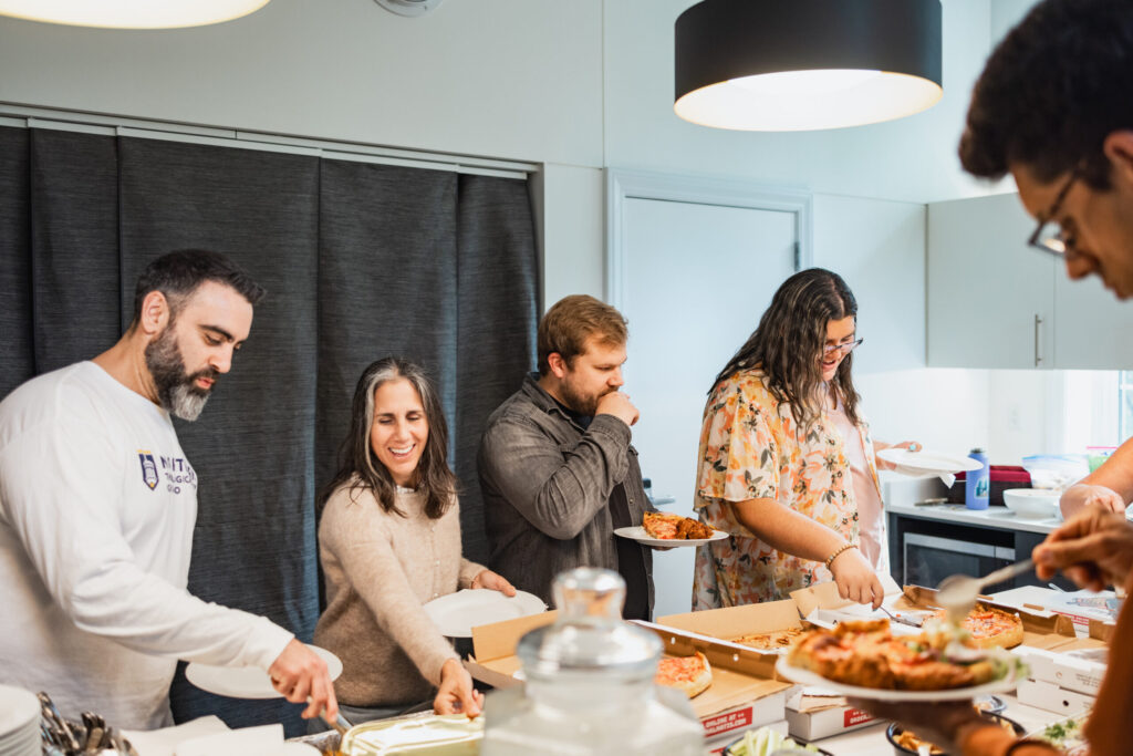 students in kitchen